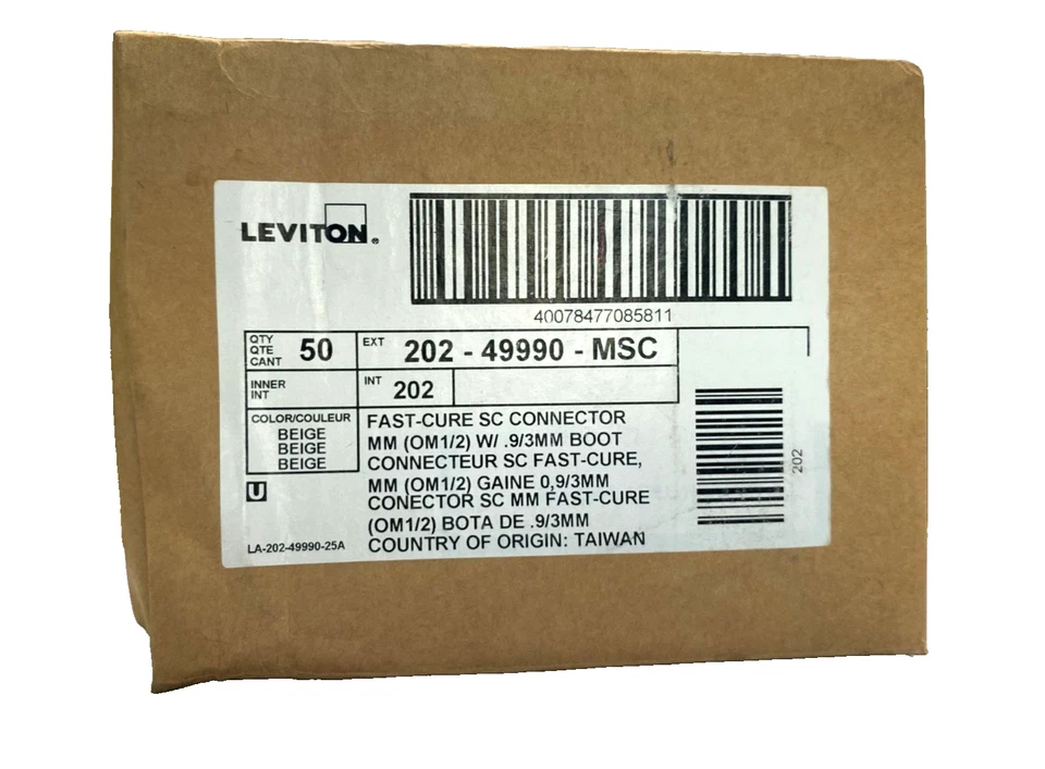 LEVITON 49990-MSC FastCure SC Fiber Optic Connector OM1/OM2 Multimode NEW QTY 50 - Image 5
