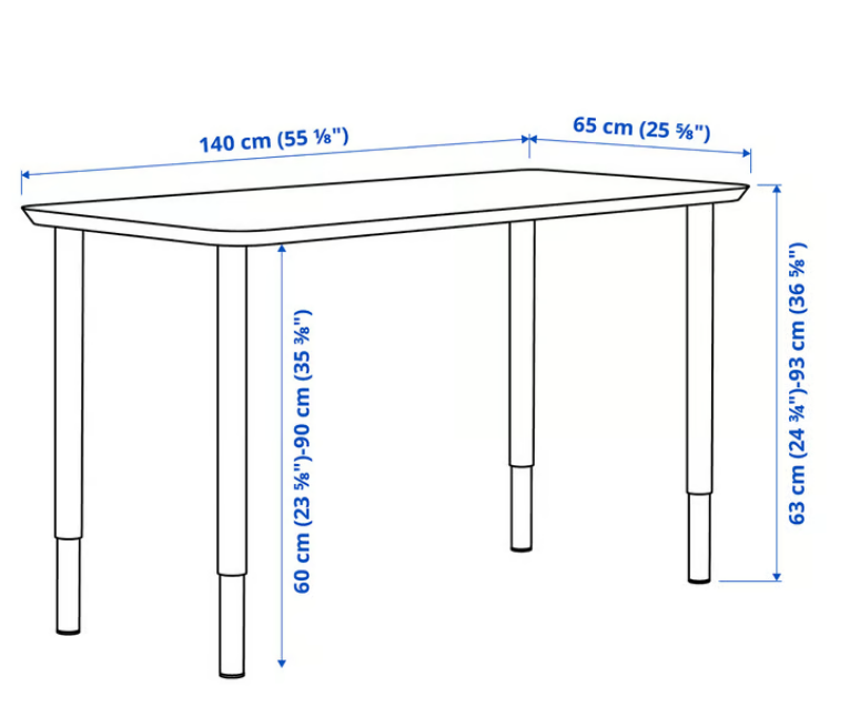 Ikea ANFALLARE / OLOV Desk, bamboo/black, 140x65 cm - Image 2