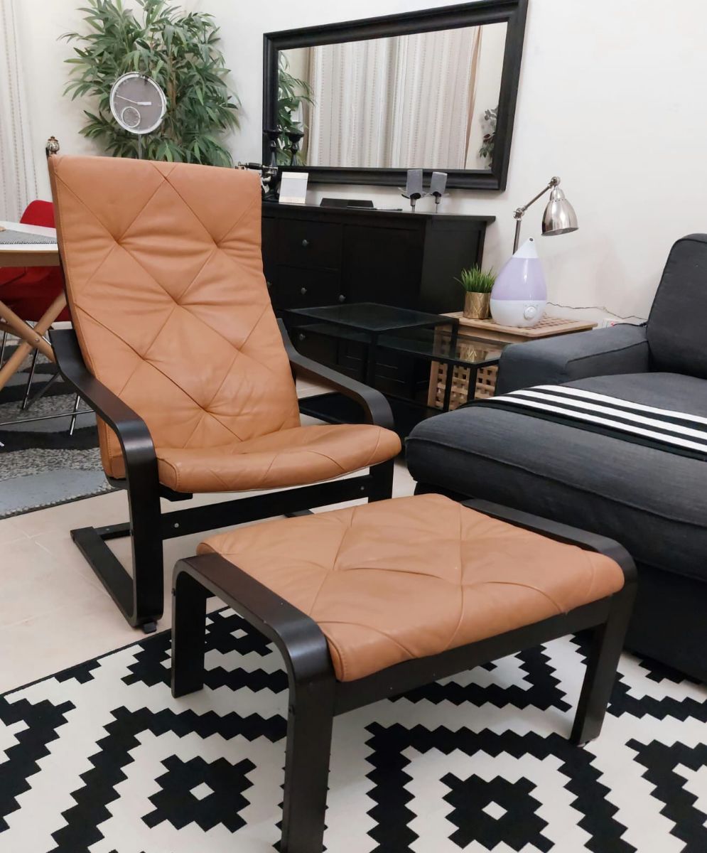 Leather rocking chair with stool + free delivery - Image 3
