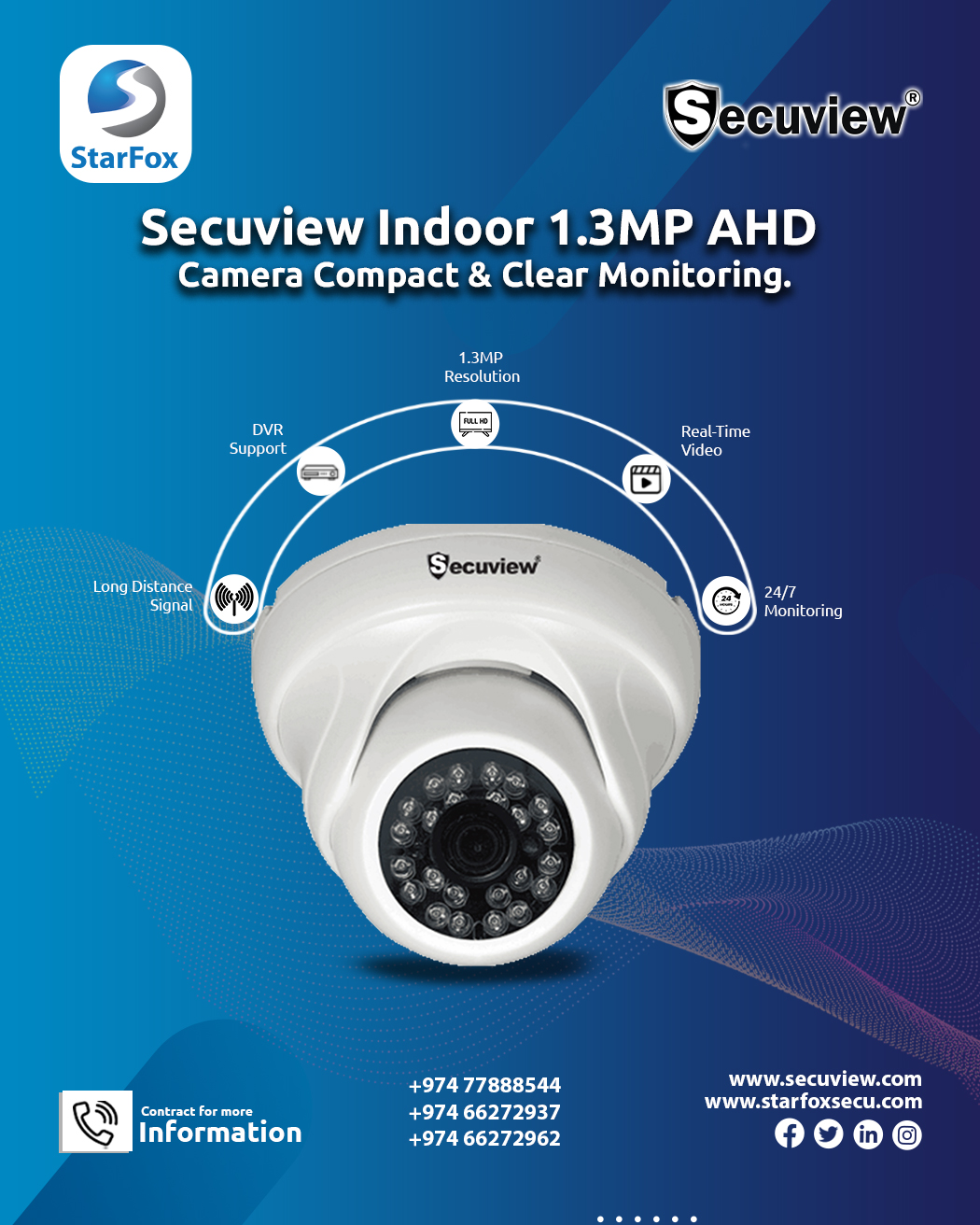 Secuview Indoor 1.3MP AHD Camera | Compact & Clear Monitoring - Image 1