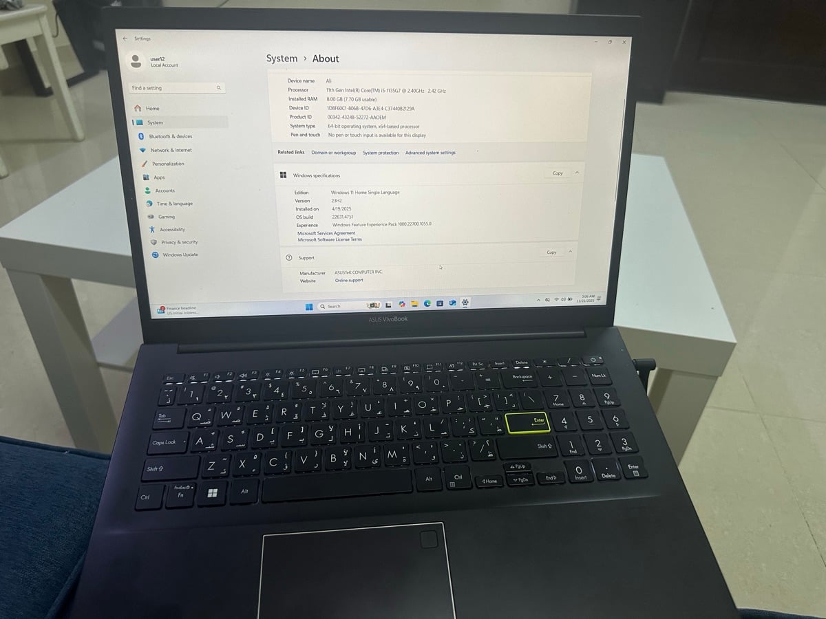 Laptop, Asus Vivobook 15 Notebook, 15.6 inches FHD Display, Intel Core i5 - Image 7