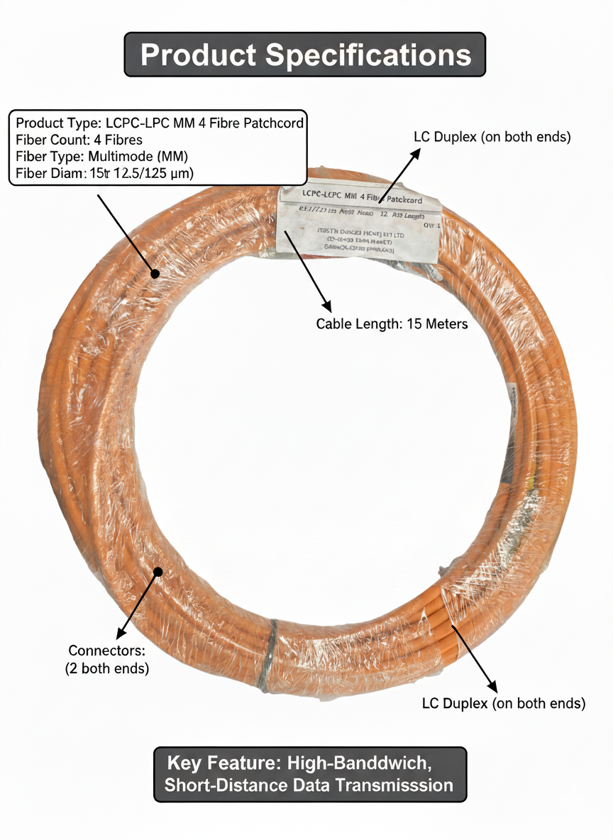 LC-LC Duplex Fiber Optic Cable Multimode OM1 62.5/125 -15M-Patch Cord Jumper - Image 3