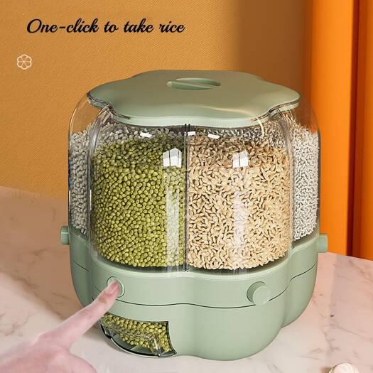 360° Rotating Rice Dispenser Qatar | 6 Compartments | One-Button Press - Image 3