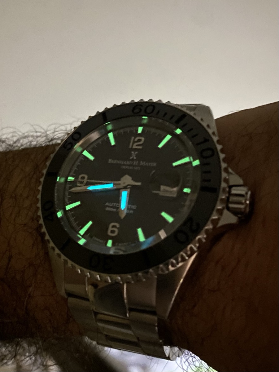 Bernard h Mayer nauticus austro 45mm automatic,diver 500m,rotatable ceramic bezel,open case back ,mint condition full set - Image 6