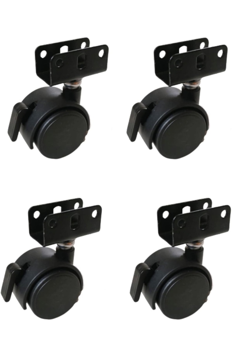 Caster Wheel Small for Furniture 35mm diameter Black Twin heel Plywood Castor Plate with Lock/Stopper/Break - Image 2