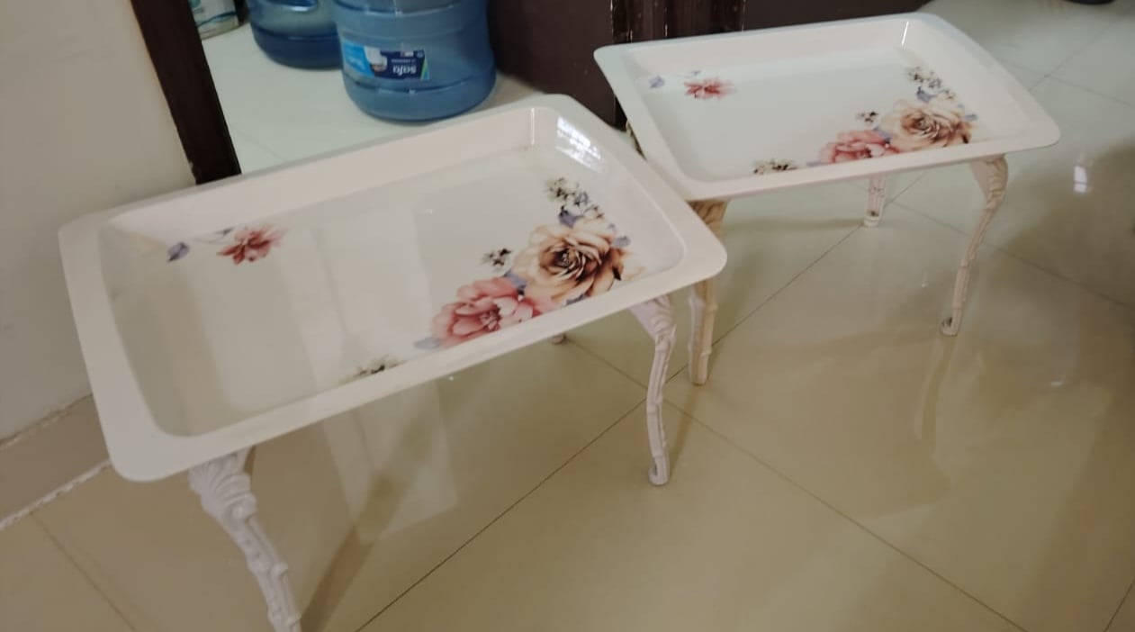2 Pcs Small Plastic Tray Style Coffee Tables Both 60 QR  - Image 5