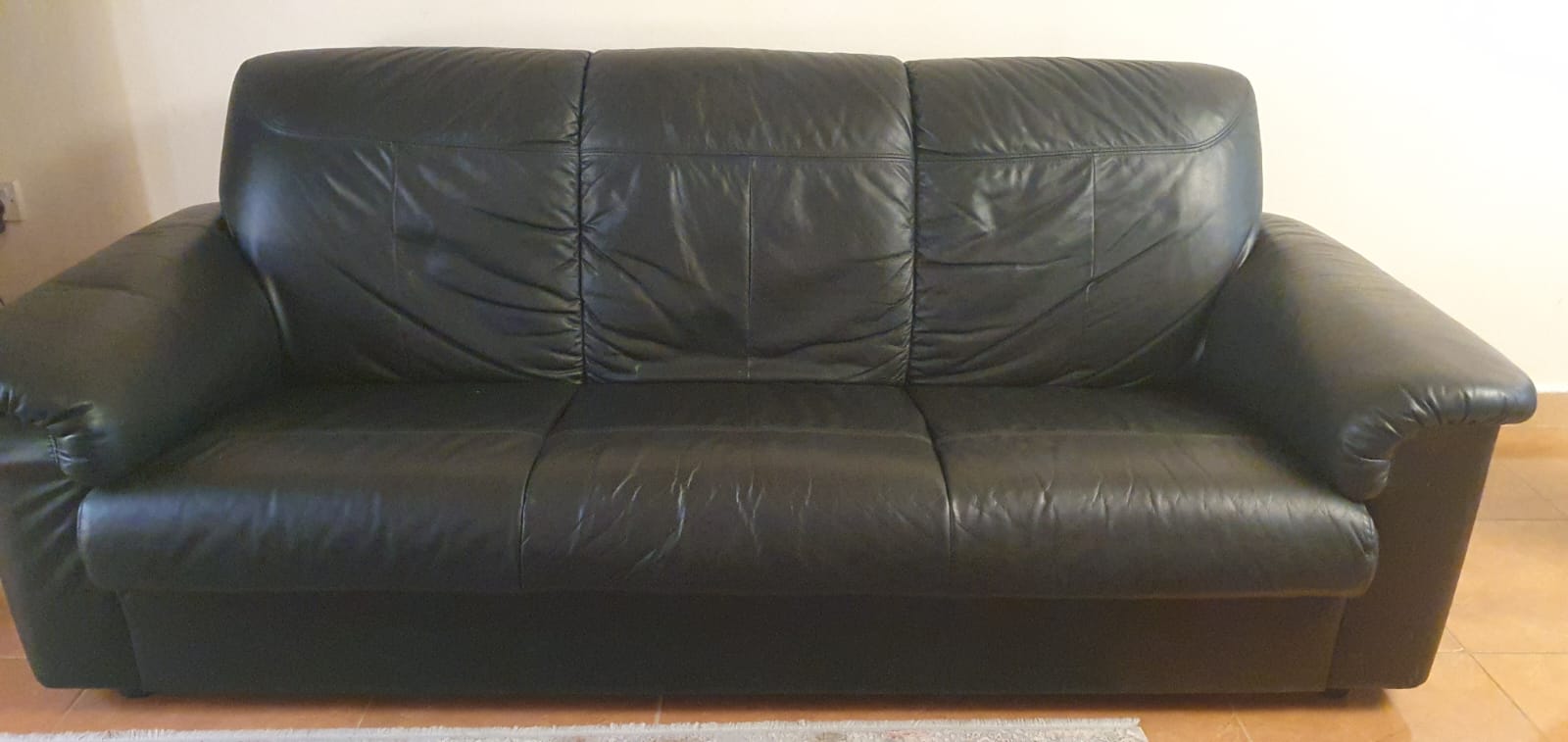Ikea Black Leather sofa (2 yrs old) - Well maintained, Clean with Perfect Springs & firm cushioning - Image 1