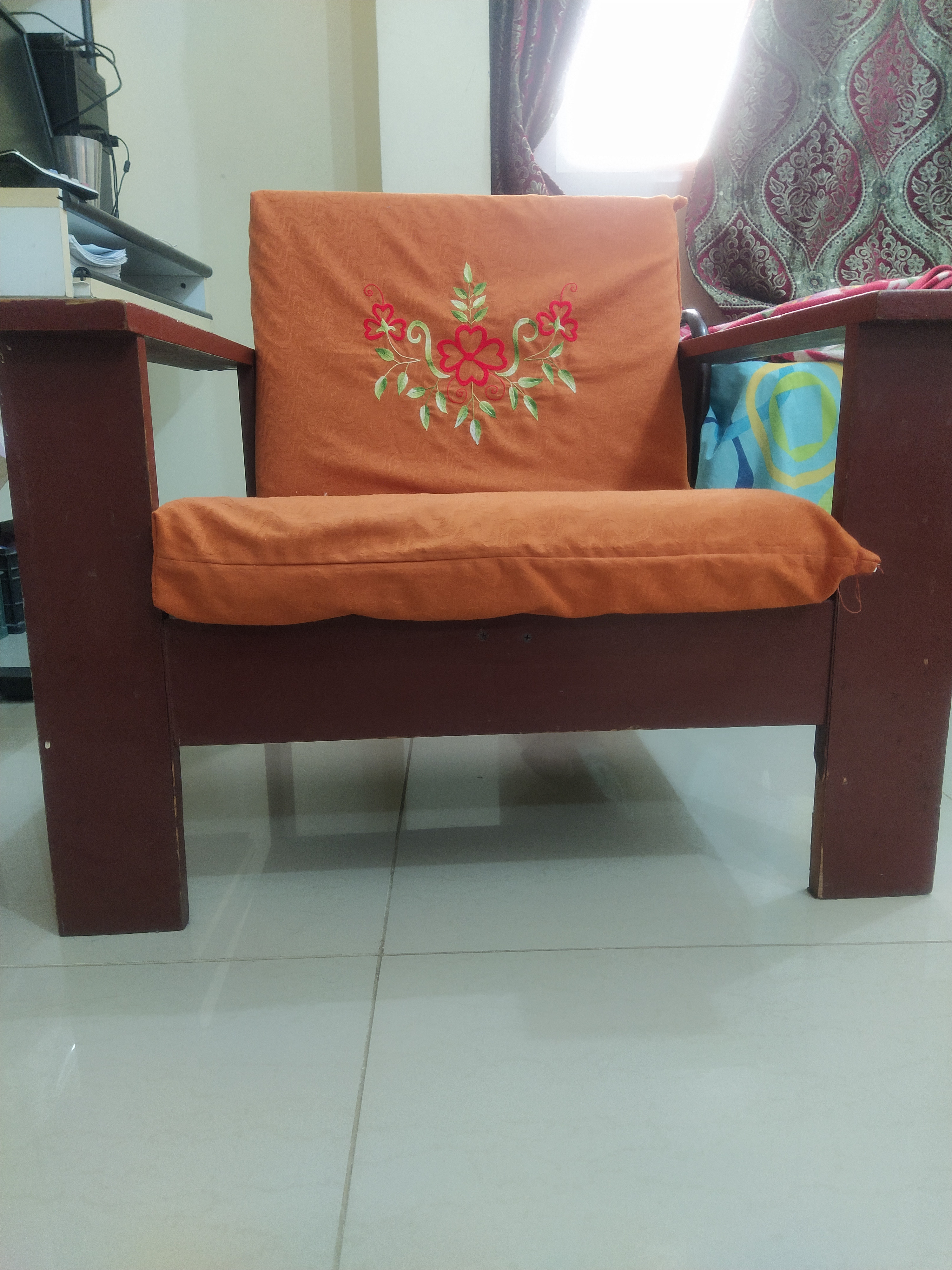 1 Piece Wooden Sofa with Cover - Image 2