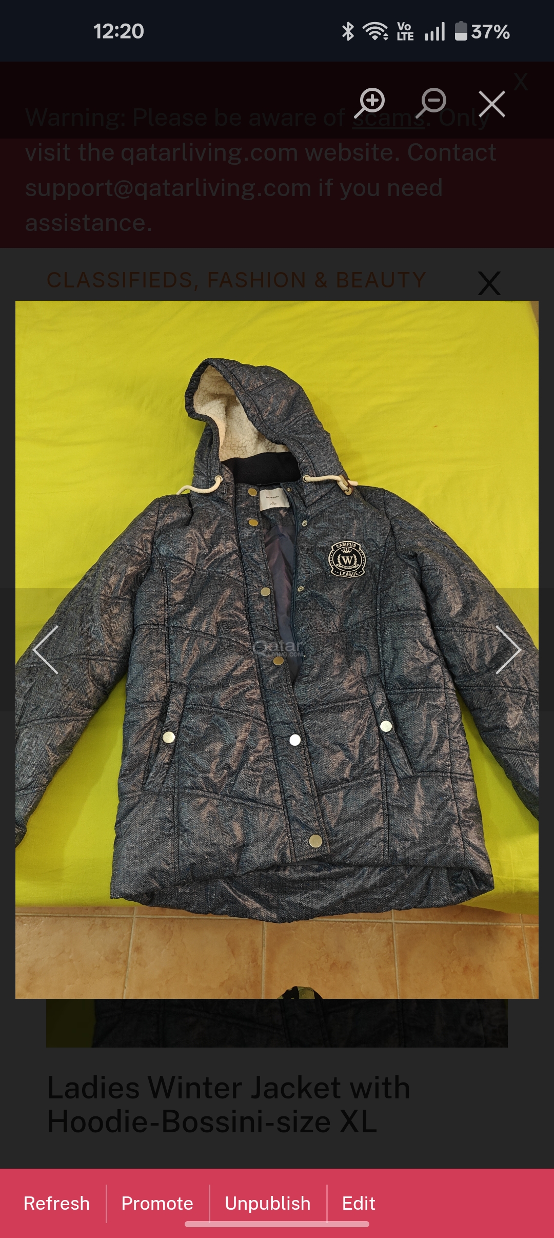 Jacket -Ladies Winter Jacket with Hoodie-Bossini - Image 1