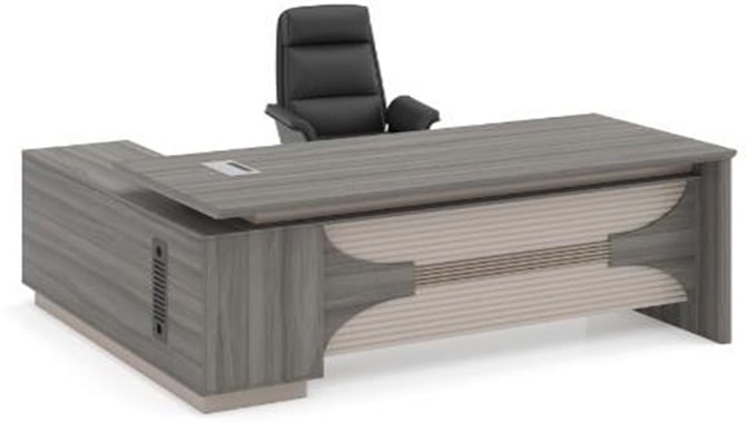 Model:- BO-104-B18 Executive Manager desk Bevel Edg size:- 180x80x75cm with side desk and built in 1 drawer with password lock and 1 doors, - Image 1