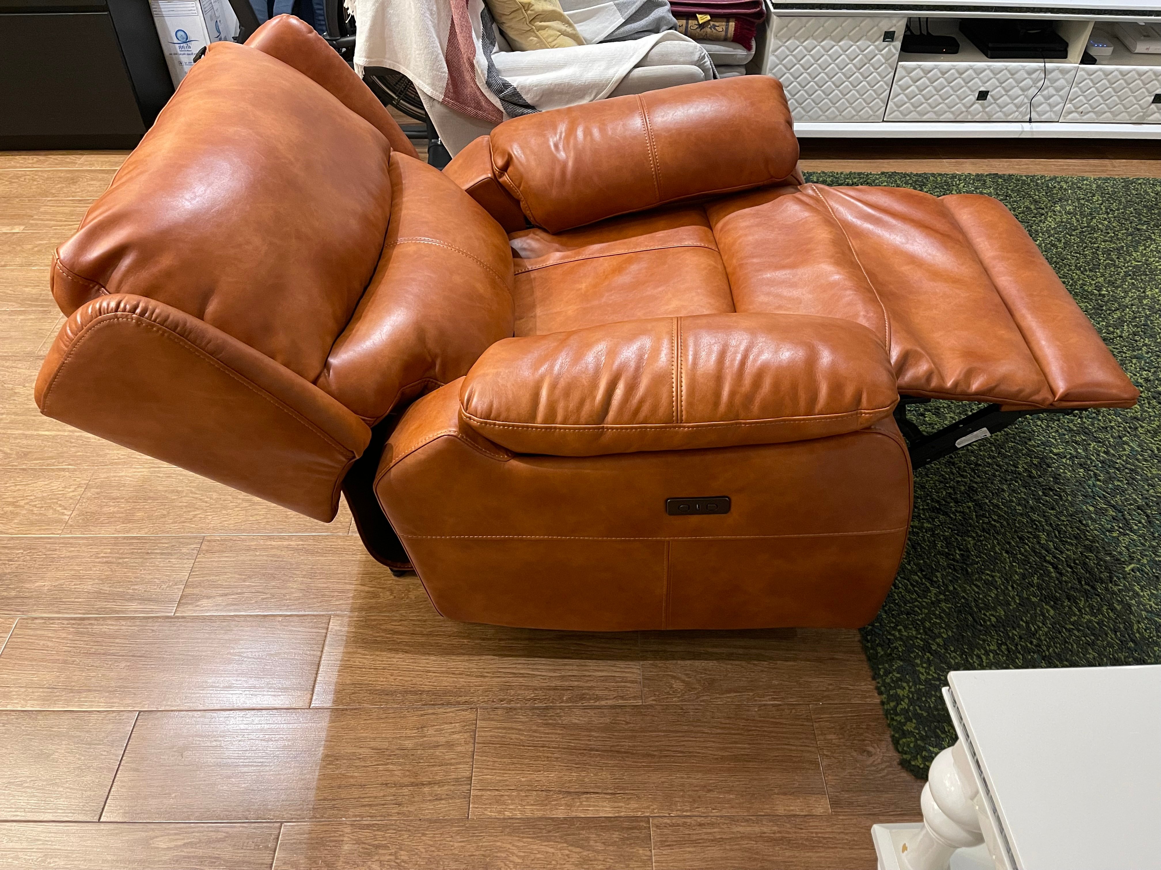 Excellent Condition Leather HomeCentre Electric Recliner Sofa - Image 2