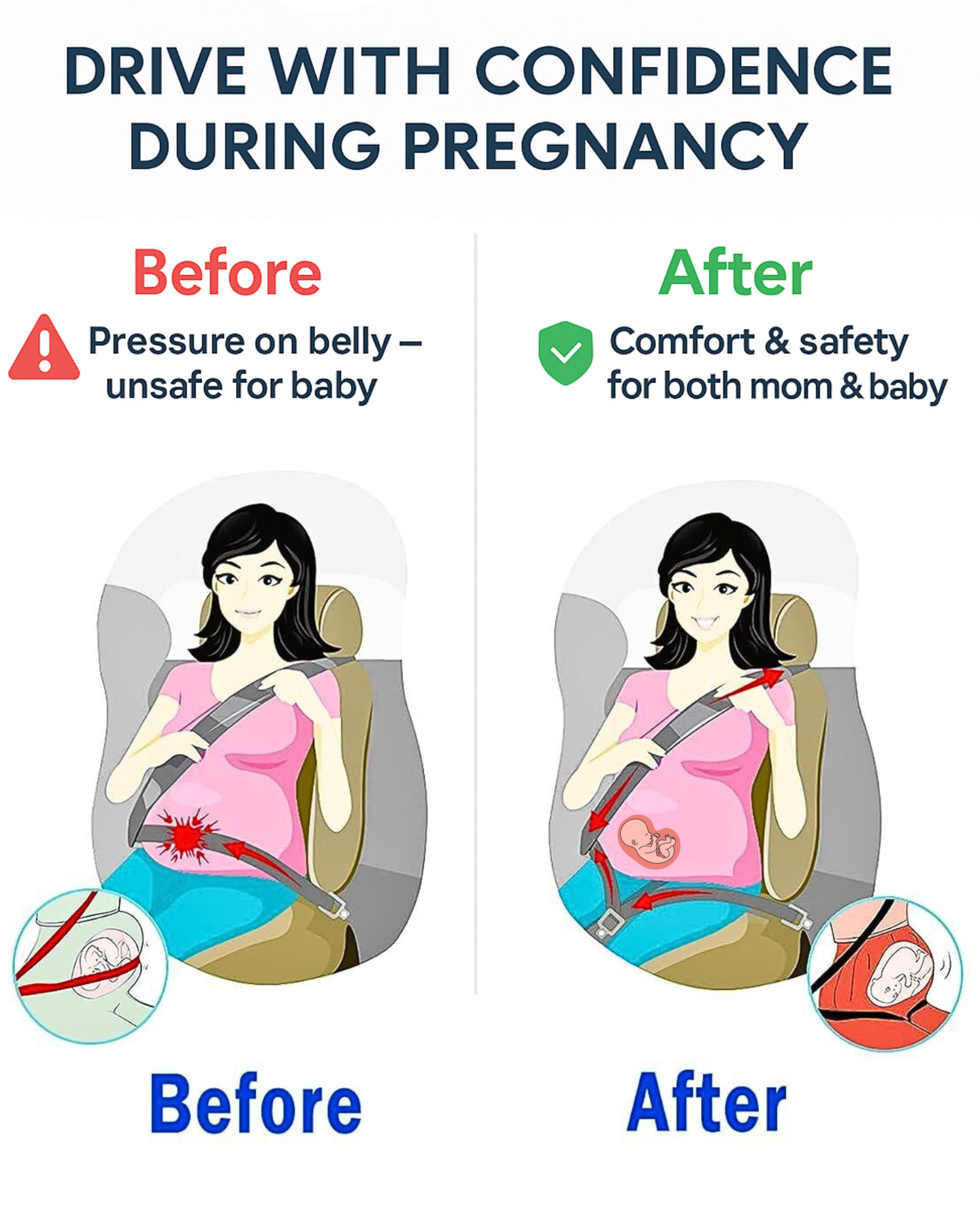  Pregnancy Car Seat Belt Adjuster – Prevent Pressure on The Belly While Driving - Image 6