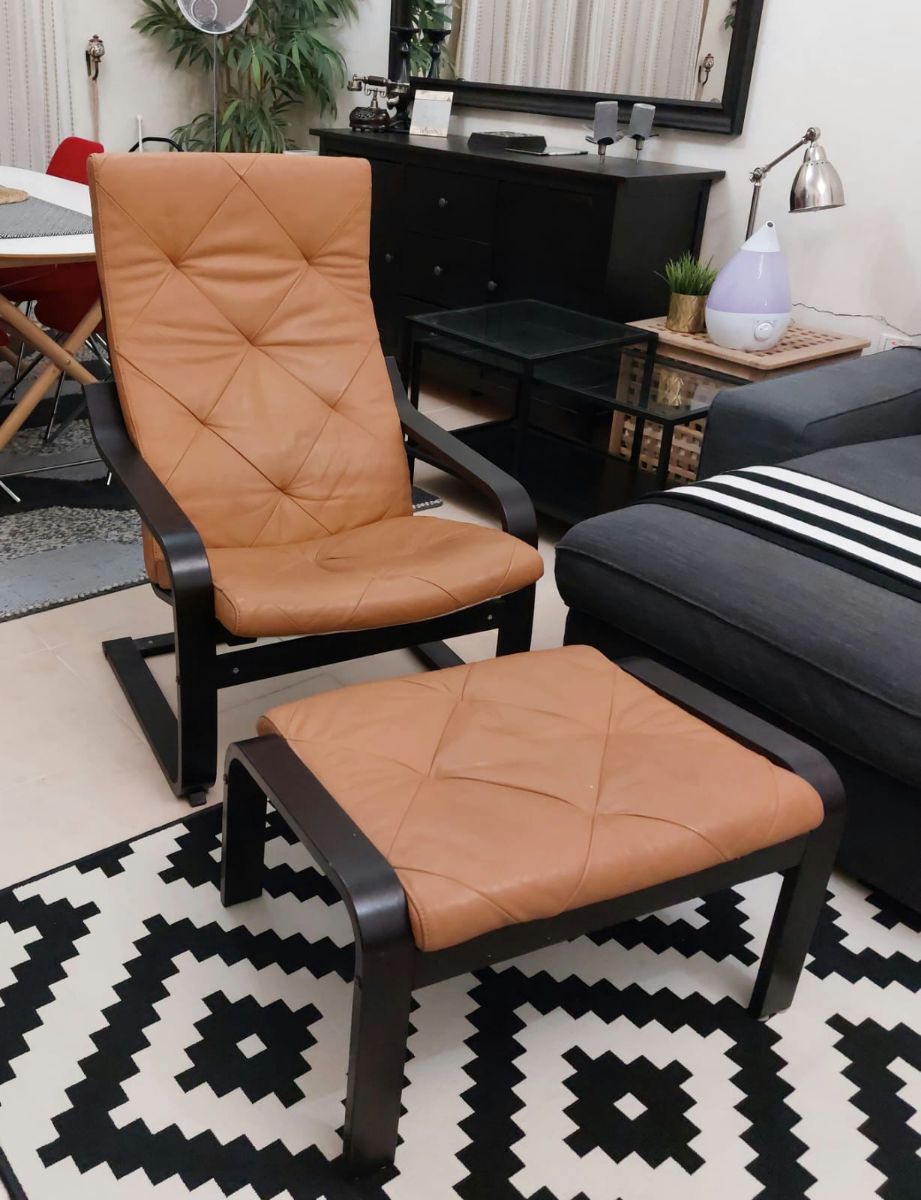 Leather rocking chair with stool + free delivery - Image 4