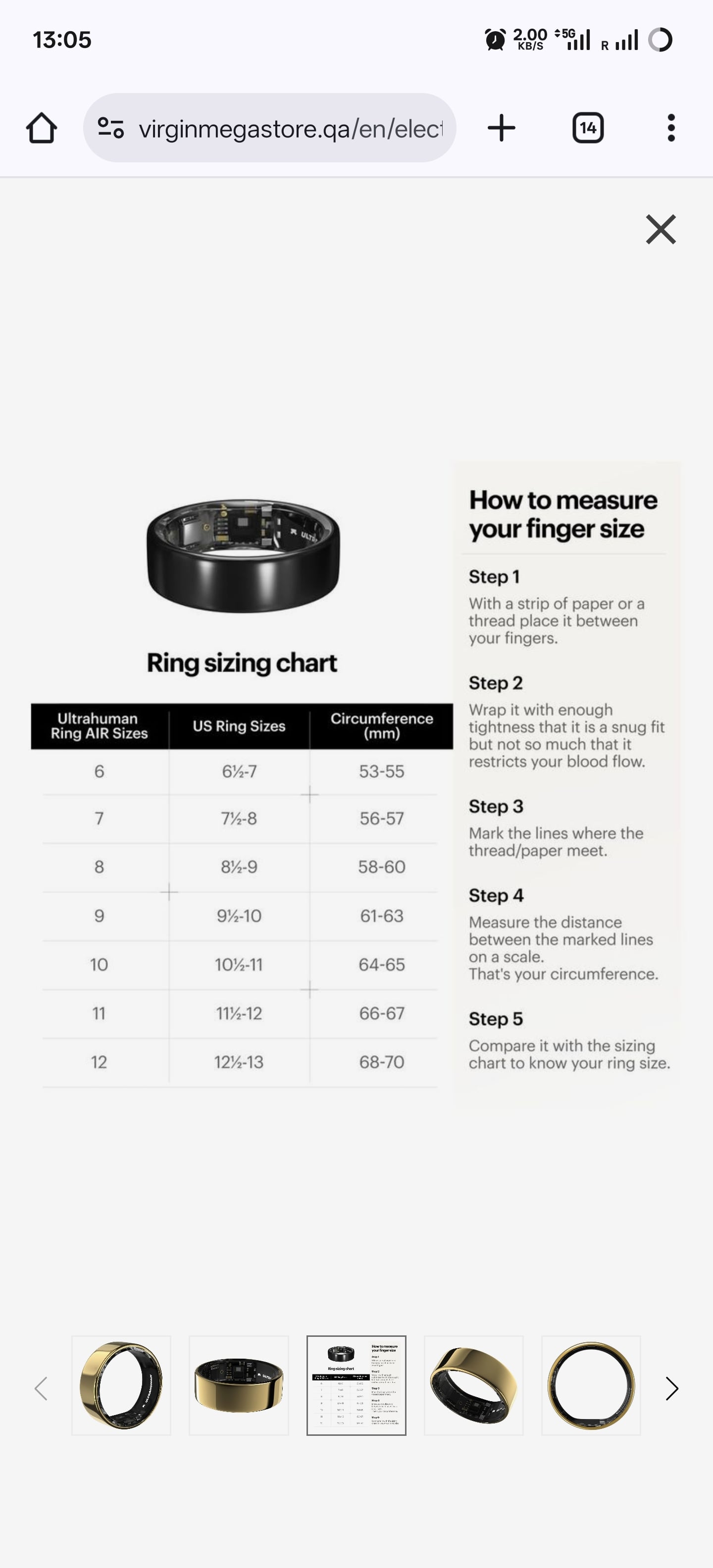 Ultrahuman Ring Air, Bionic Gold, Size 8 - Image 3