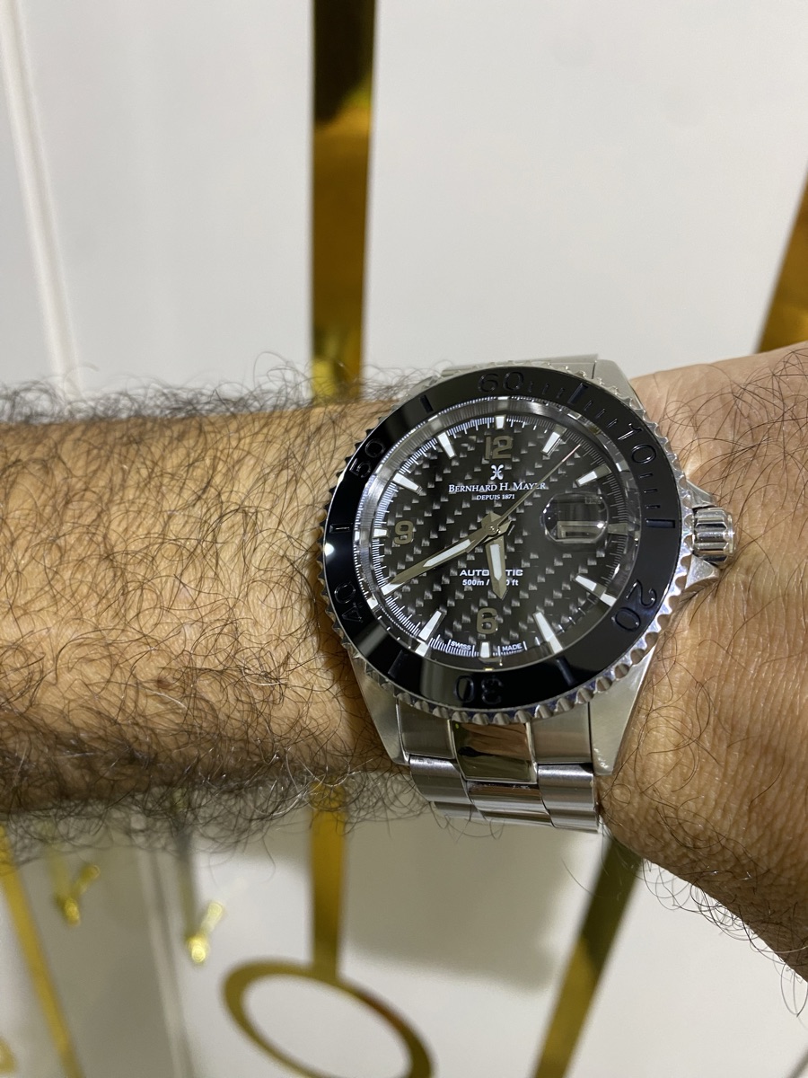Bernard h Mayer nauticus austro 45mm automatic,diver 500m,rotatable ceramic bezel,open case back ,mint condition full set - Image 7