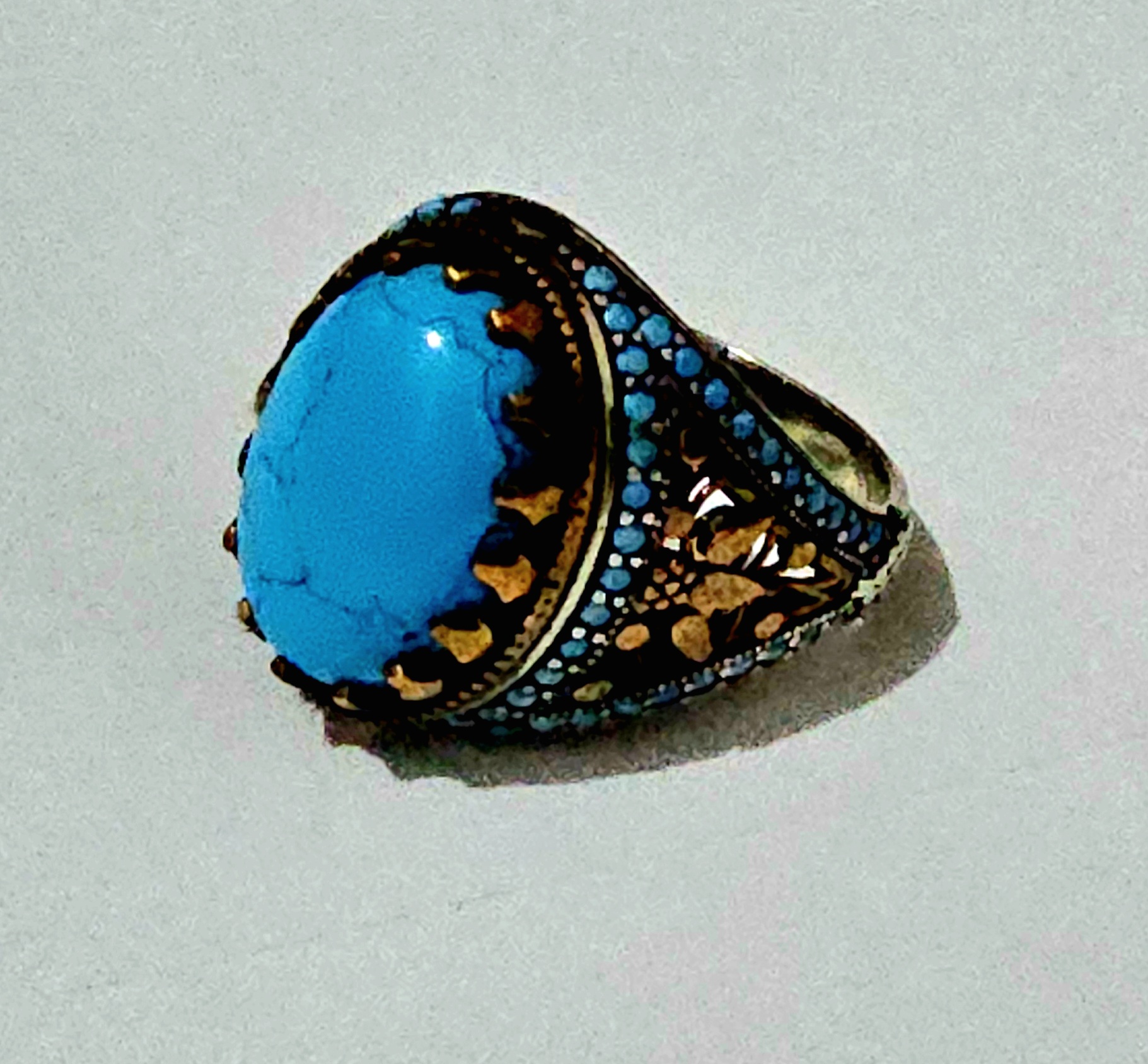 Ottoman style Turquoise Stone Ring - Image 1
