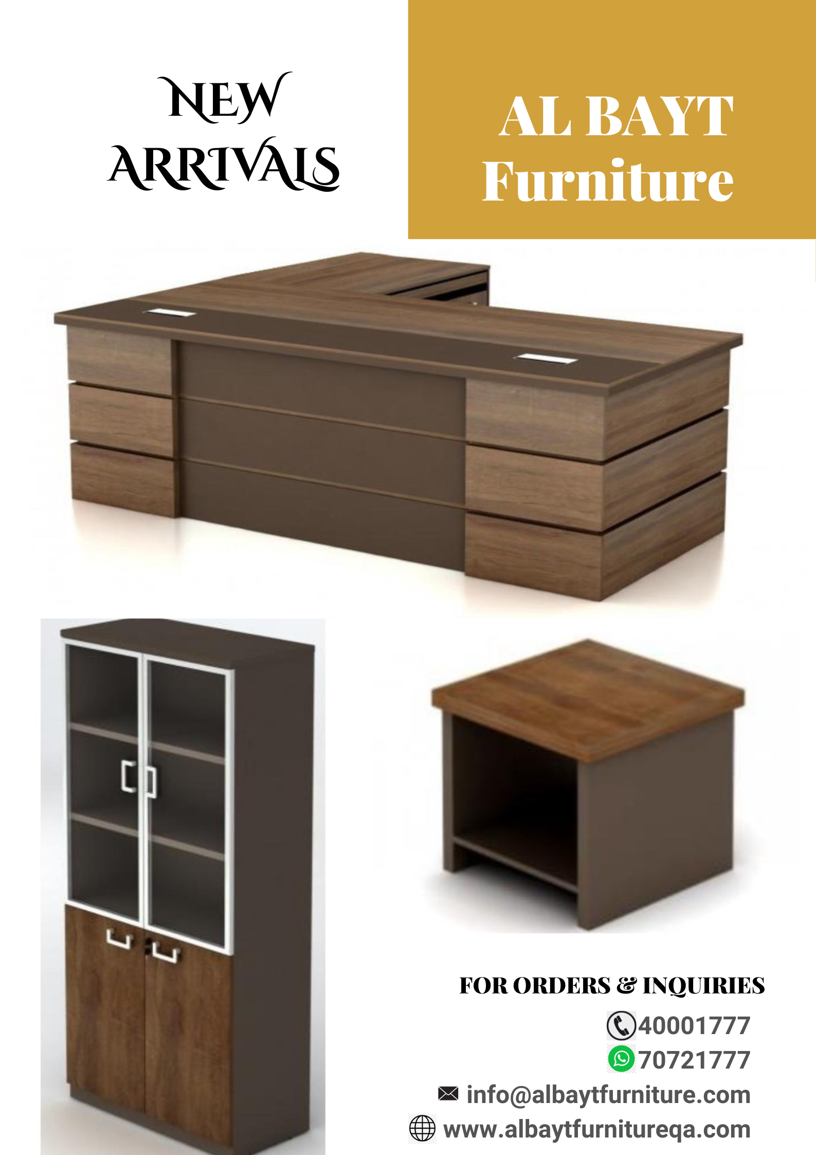 Manager Desk, Filing cabinet and Coffee Table - Image 1