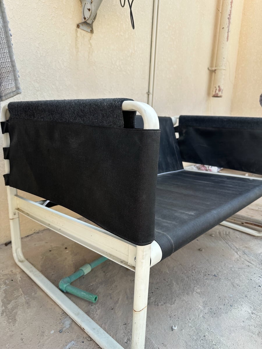 Ikea Sofa, Plastic Chairs and Table - Image 3
