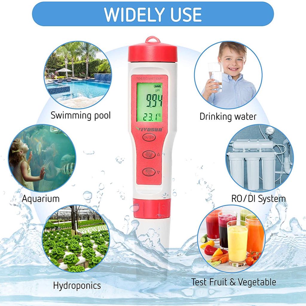 Digital pH Meter with ATC, pH/TDS/EC/Temp Functions - Image 4
