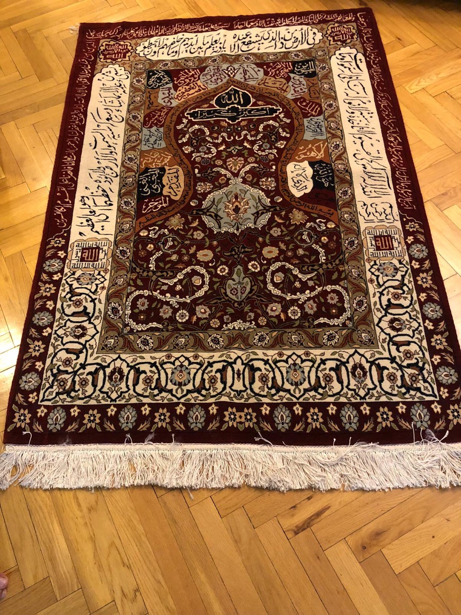 “99 names of Allah” wool and silk hand made carpet - Image 9