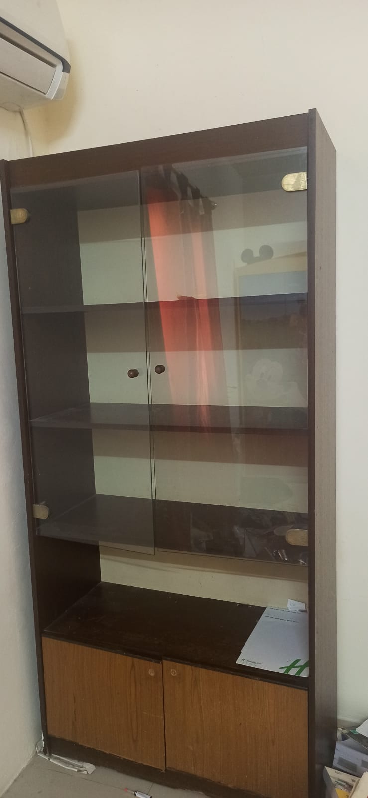 wooden wardrobe and book shelve with glass door for Free - Image 2