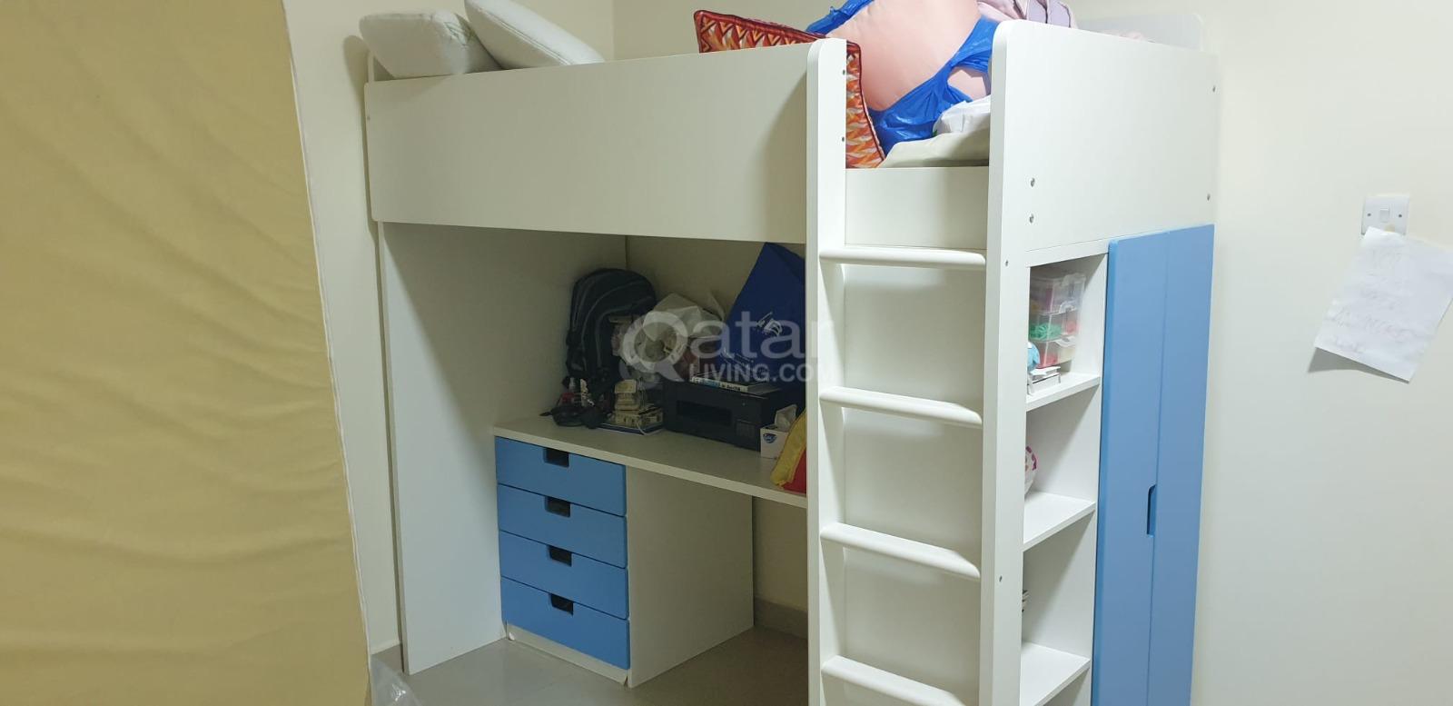 Urgent sale IKEA Loft bed, white blue/with desk with 4 drawers, 90x200 cm for kids bunk bed - Image 8
