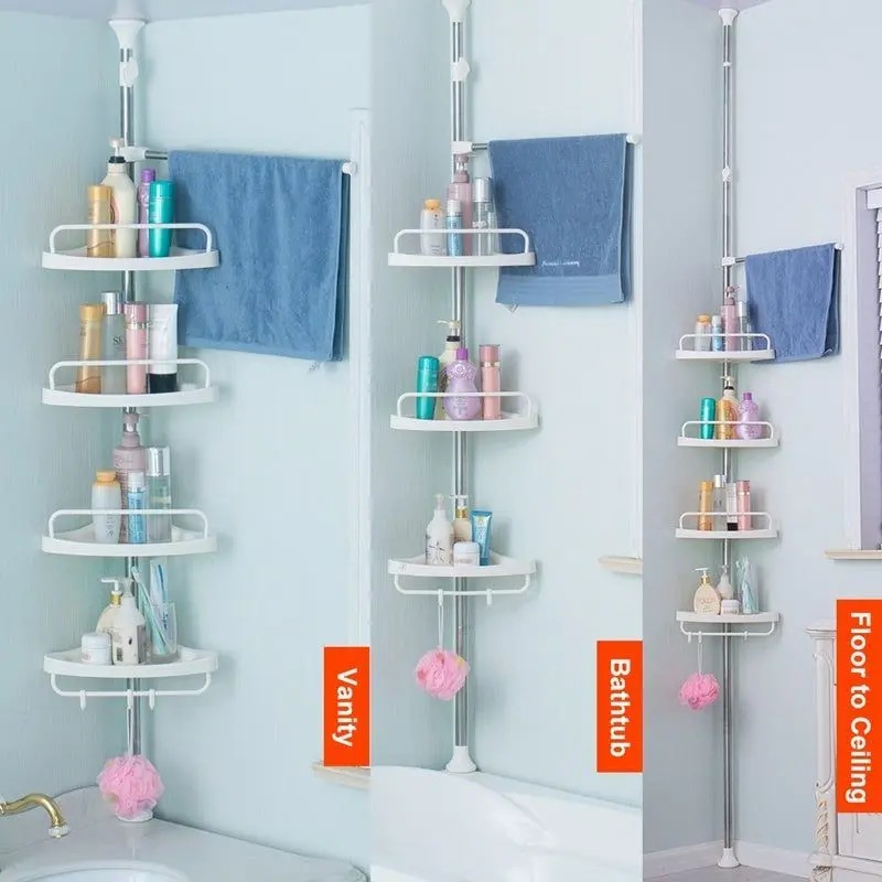 4 Layer Bathroom Corner Telescopic Adjustable Organizer Tower - Image 3