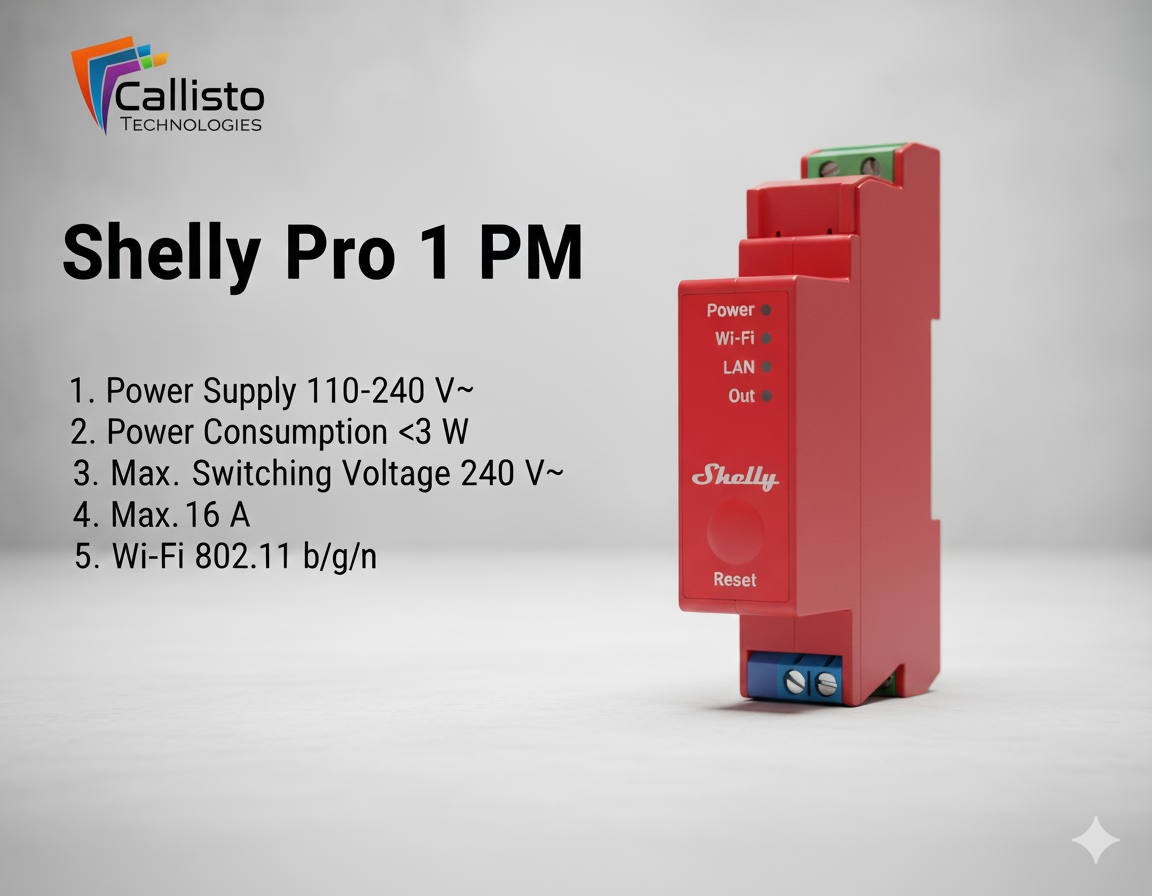 Shelly Pro 1PM-BT, Wi-Fi & LAN 1-Channel Relay Switch with Built-In Power Meter - Image 2