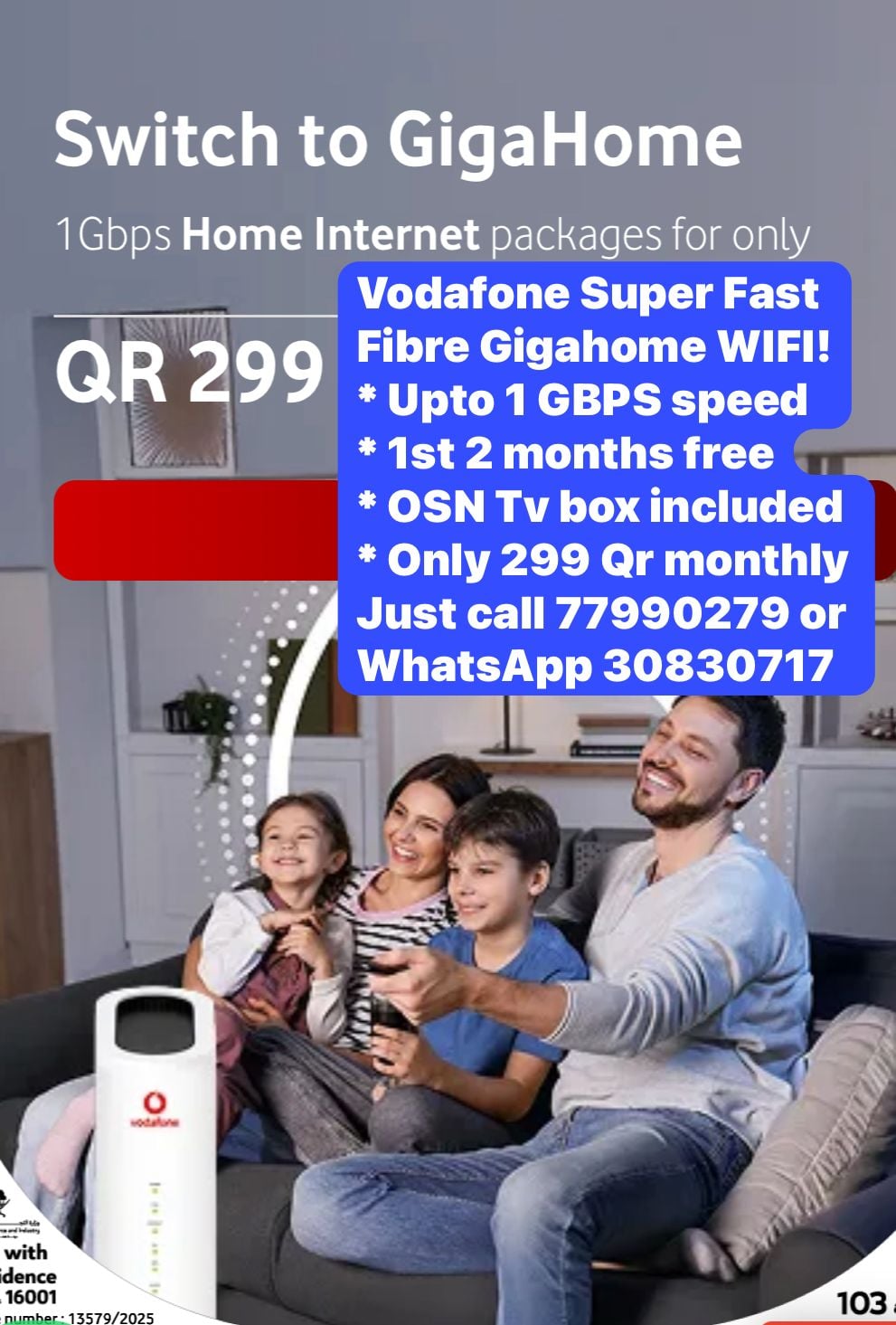 Vodafone Fibre Gigahome Superfast Wi-Fi. 1st 2 months free - Image 1