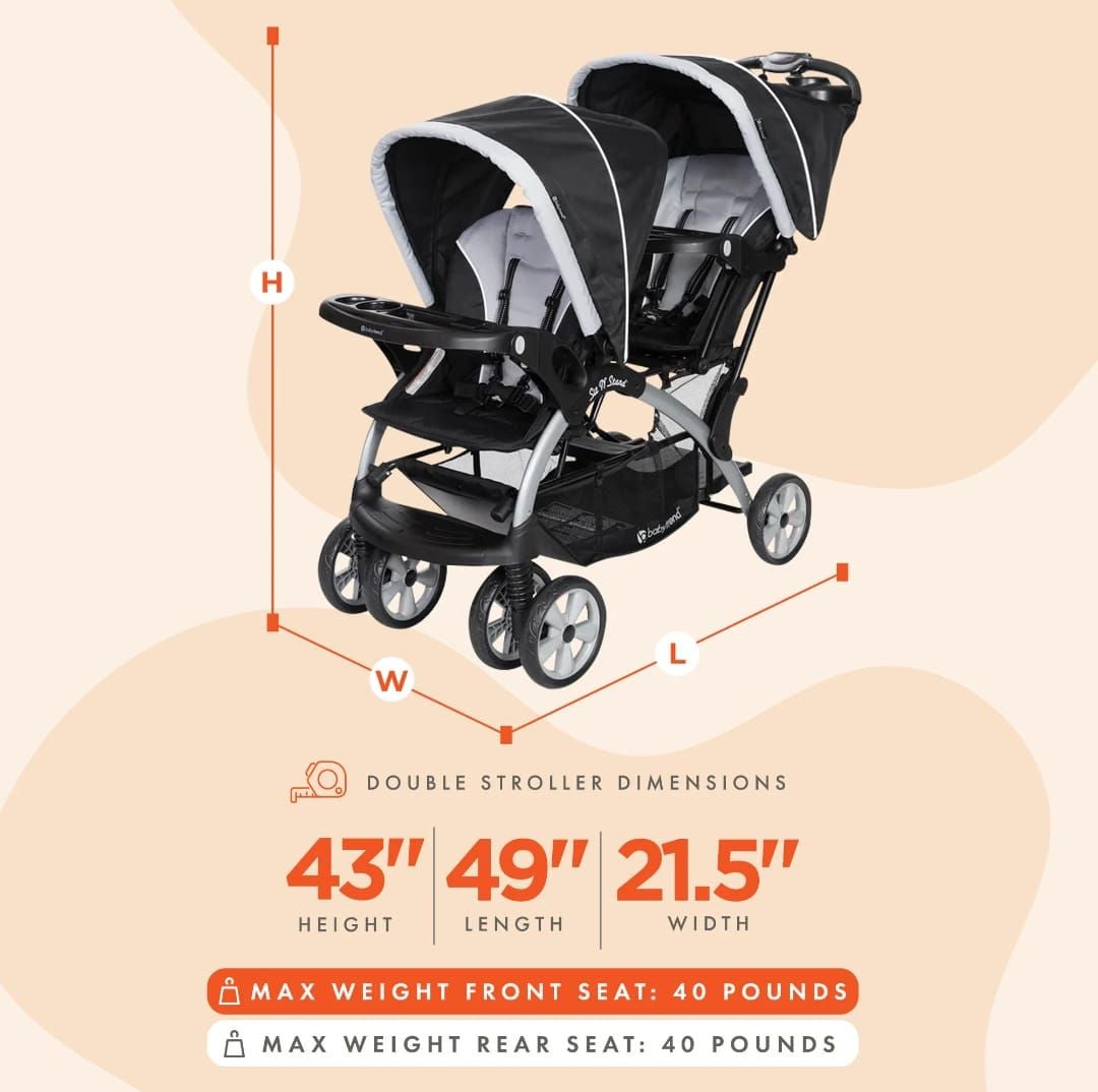Baby Trend Sit N' Stand double stroller excellent condition - Image 6