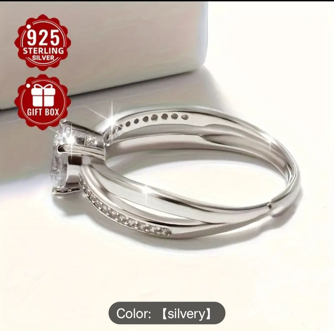 Beautiful Adjustable Ring Made Of 925 Sterling Silver With Synthetic Zirconia - Image 6