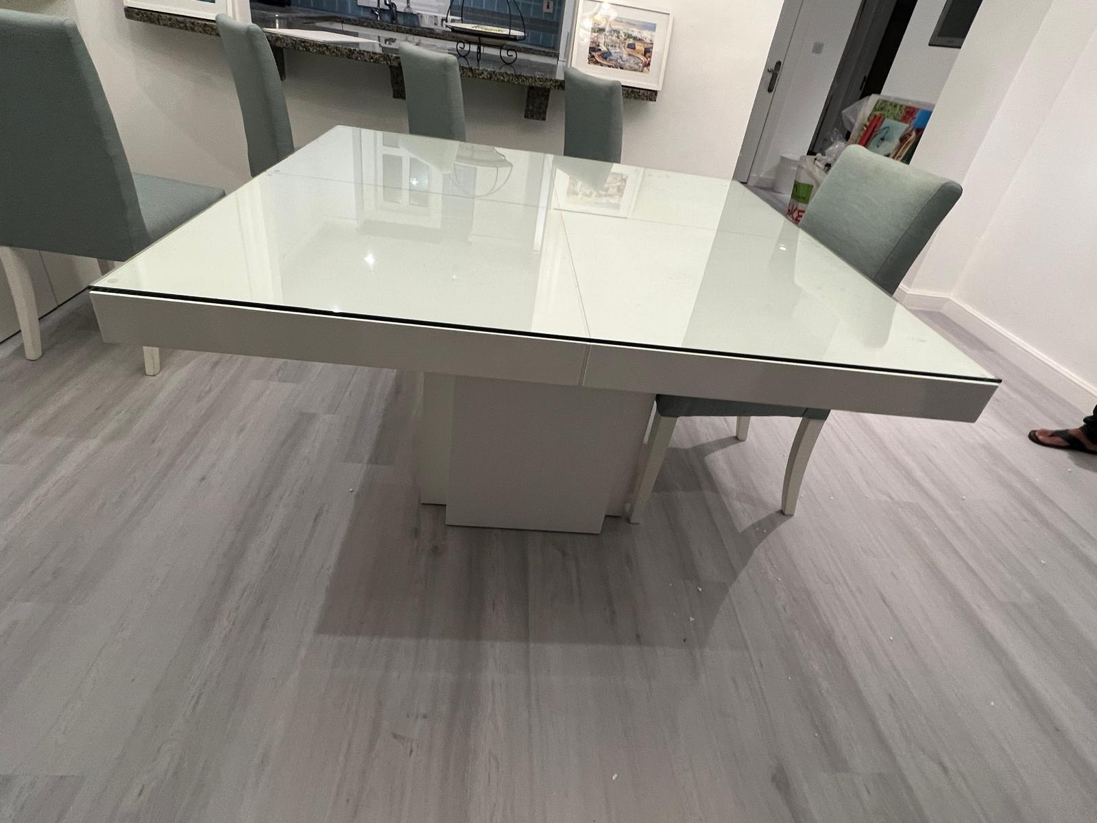 Square Solid wood Dining Table with tempered glass top - Image 6