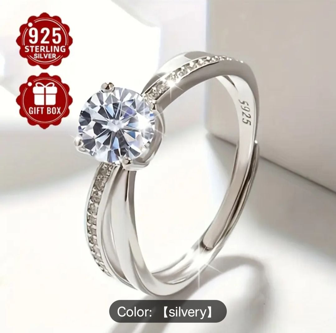 Beautiful Adjustable Ring Made Of 925 Sterling Silver With Synthetic Zirconia - Image 4
