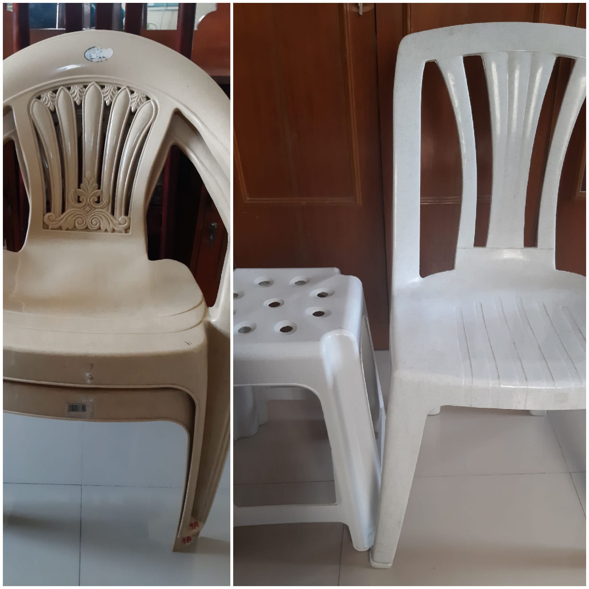 Plastic Chairs & Stool – 55 QAR (Slightly Negotiable) - Image 1