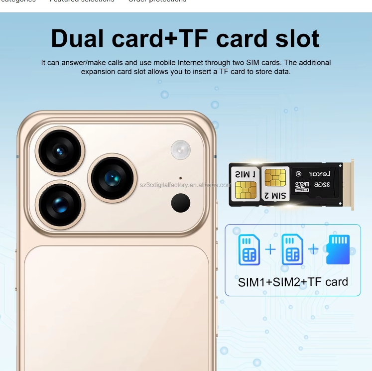 Latest I17Pro Max Smartphone 7.3 Inch HD Display Android French Dual Card 108MP 16GB 1TB Storage Battery - Image 19