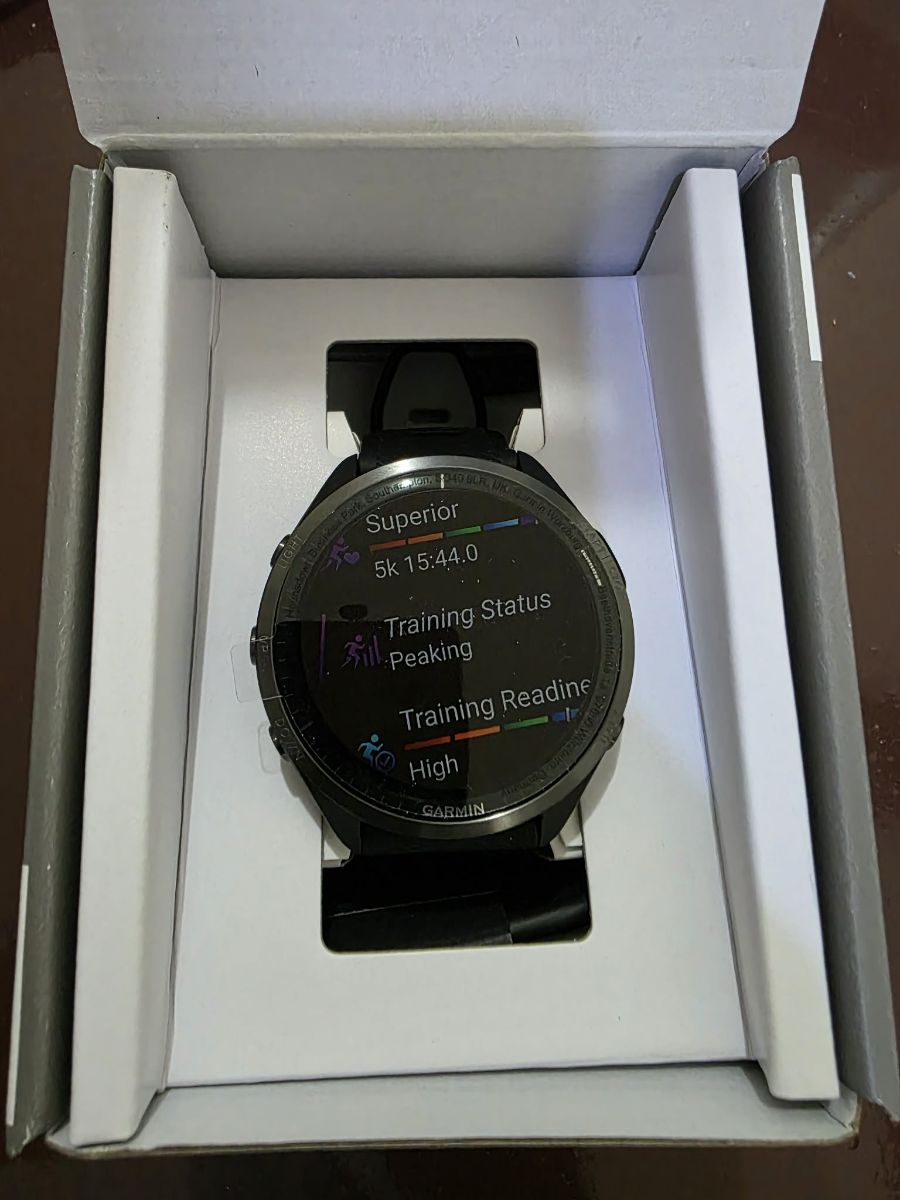 Garmin Forerunner 965 Grey Titanium Bezel Black GPS Running Watch - Image 1