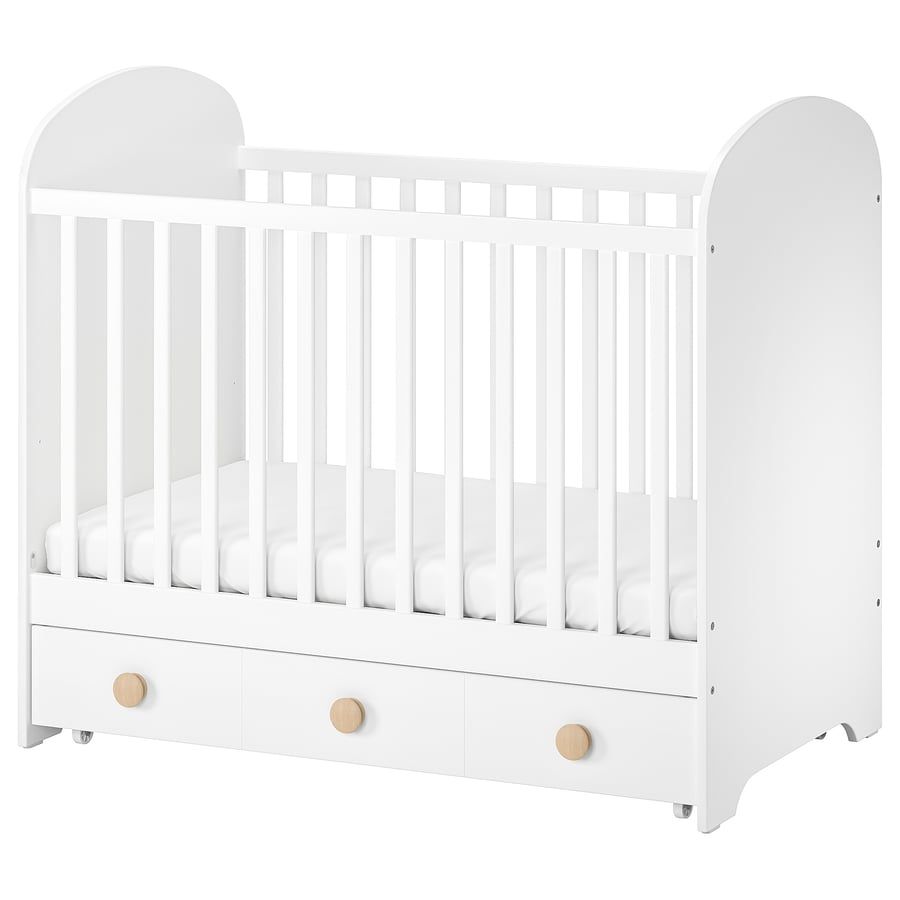 GONATT cot with drawer + SKÖNAST mattress (baby crib) - Image 1