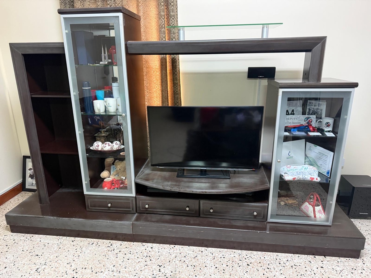 TV stand with display cabinet for sale - Image 1