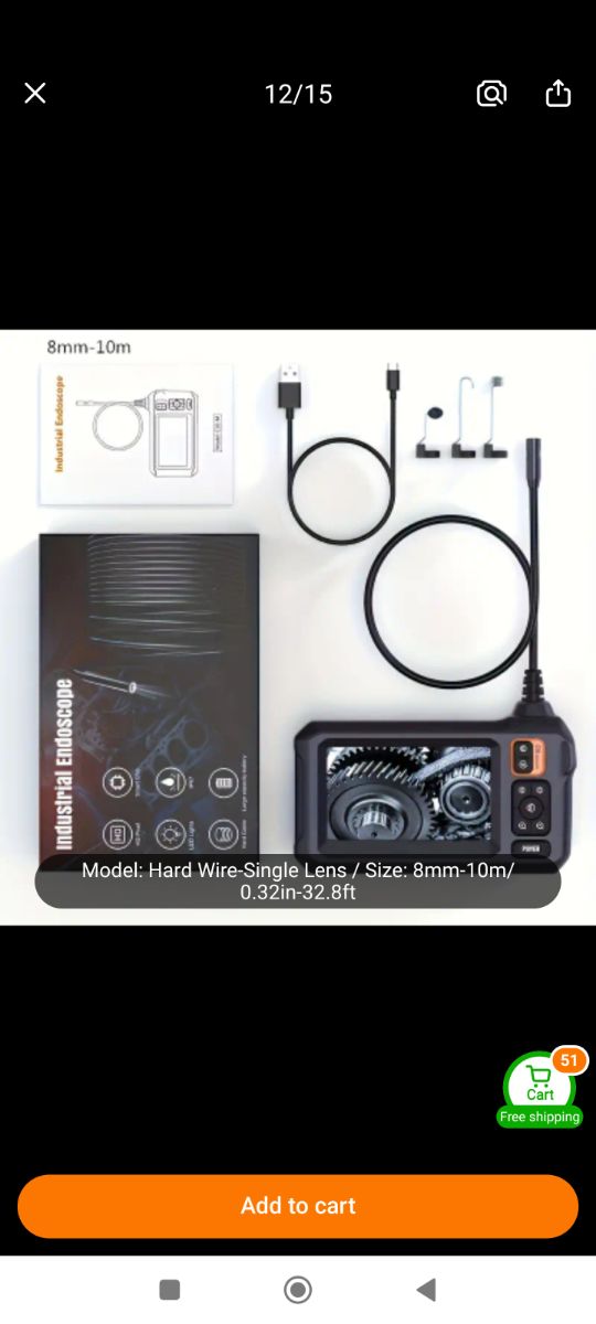 Industrial Endoscope, 8mm Digital Borescope Inspection Camera - Image 10