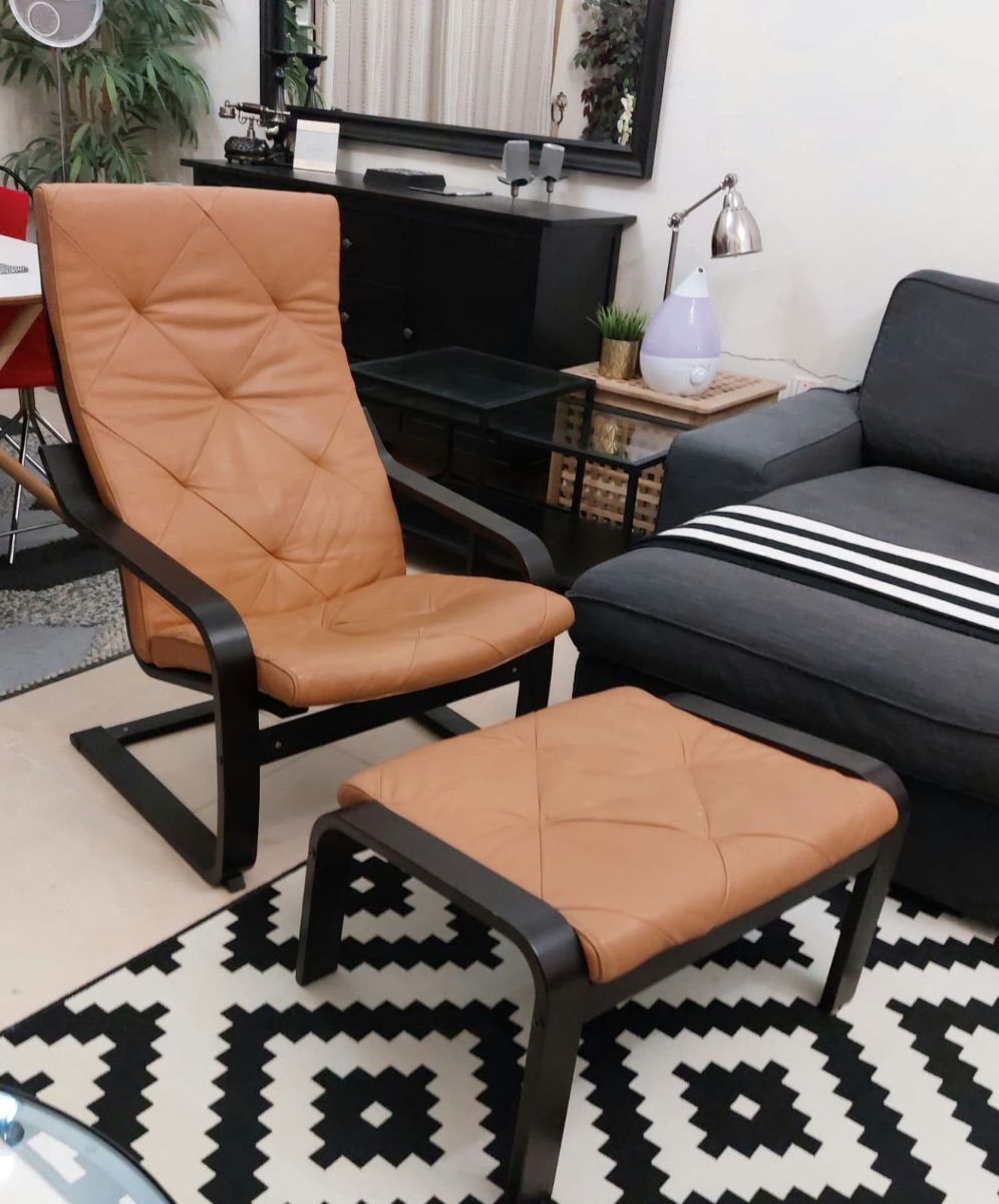 Leather rocking chair with stool + free delivery - Image 2