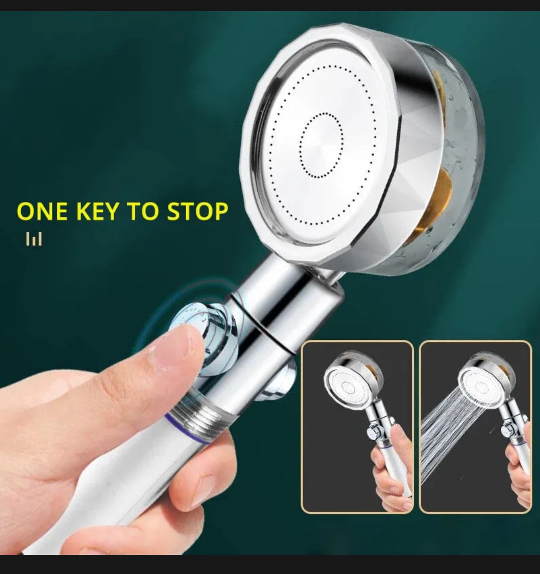 Propeller Shower Head High Pressure 360 Rotation High Pressure Water Saving Spray Shower Head Rainfall Turbo Fan Shower Head Bathroom - Image 3