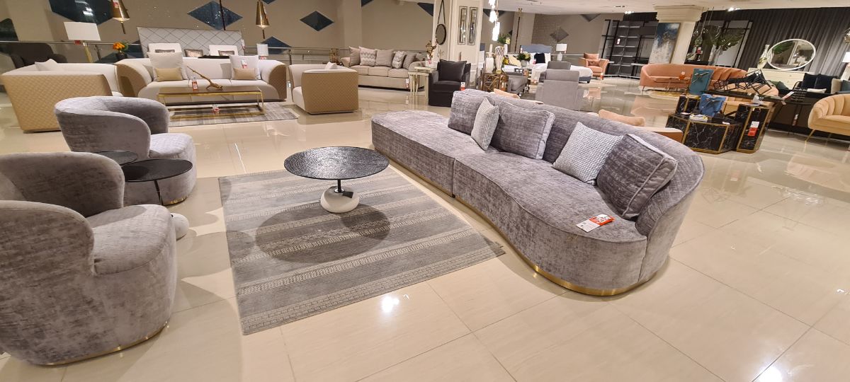 Modern Grey Sofa Set (5-6 seater) Majlis with 2x Club Chairs (1+1) - Image 1