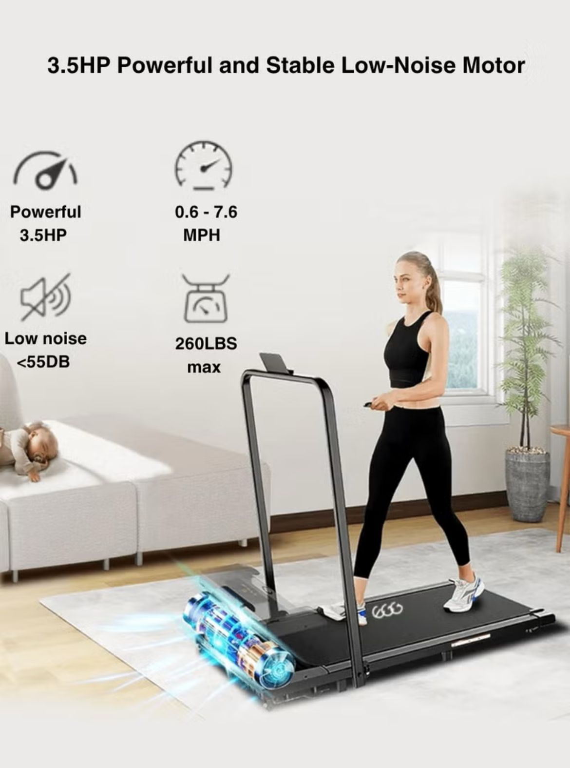 Walking Pad Treadmill for home - office - Image 3