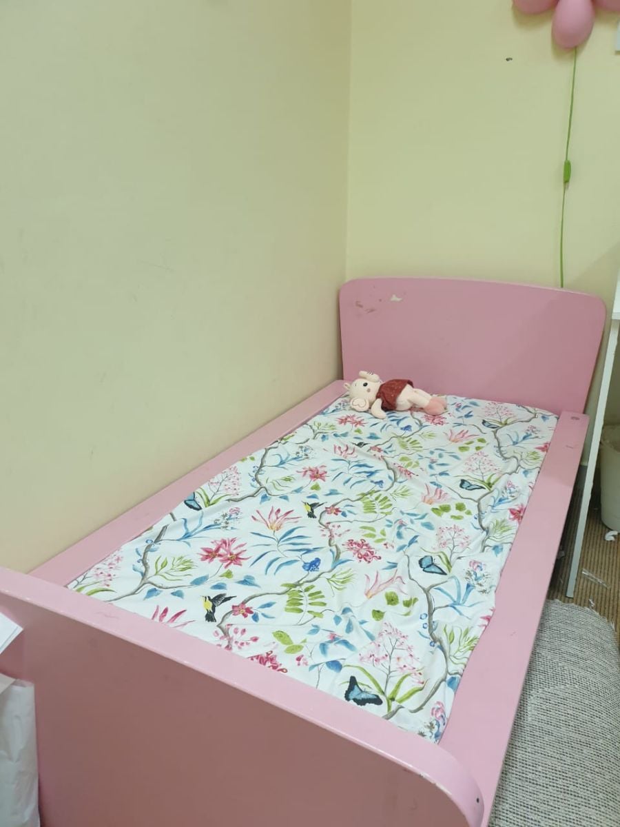 ikea kids bed with mattress and bookcase - Image 1