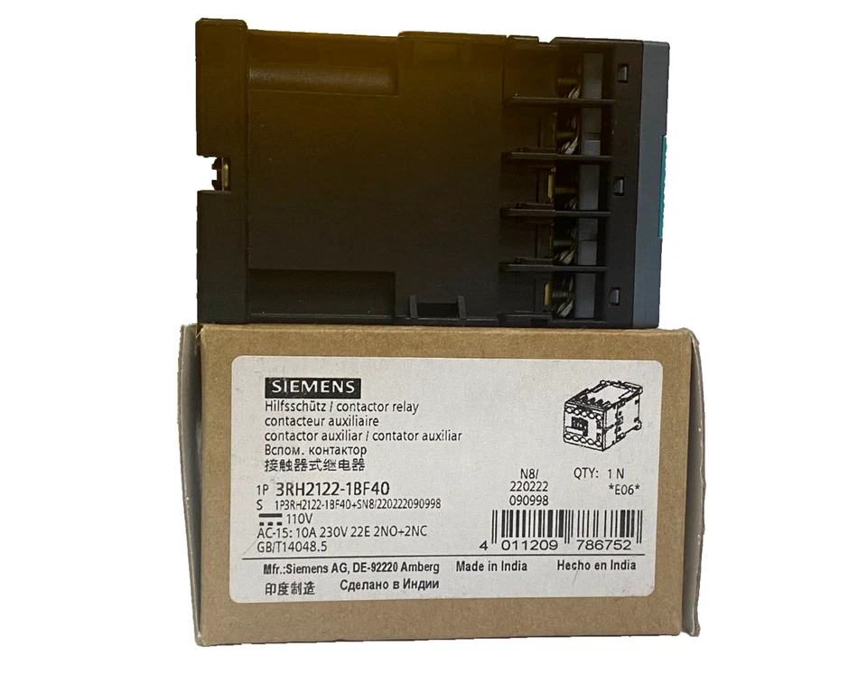 NEW Siemens 3RH2122-1BF40 Control Relay 2NO 2NC 110V DC - Image 3