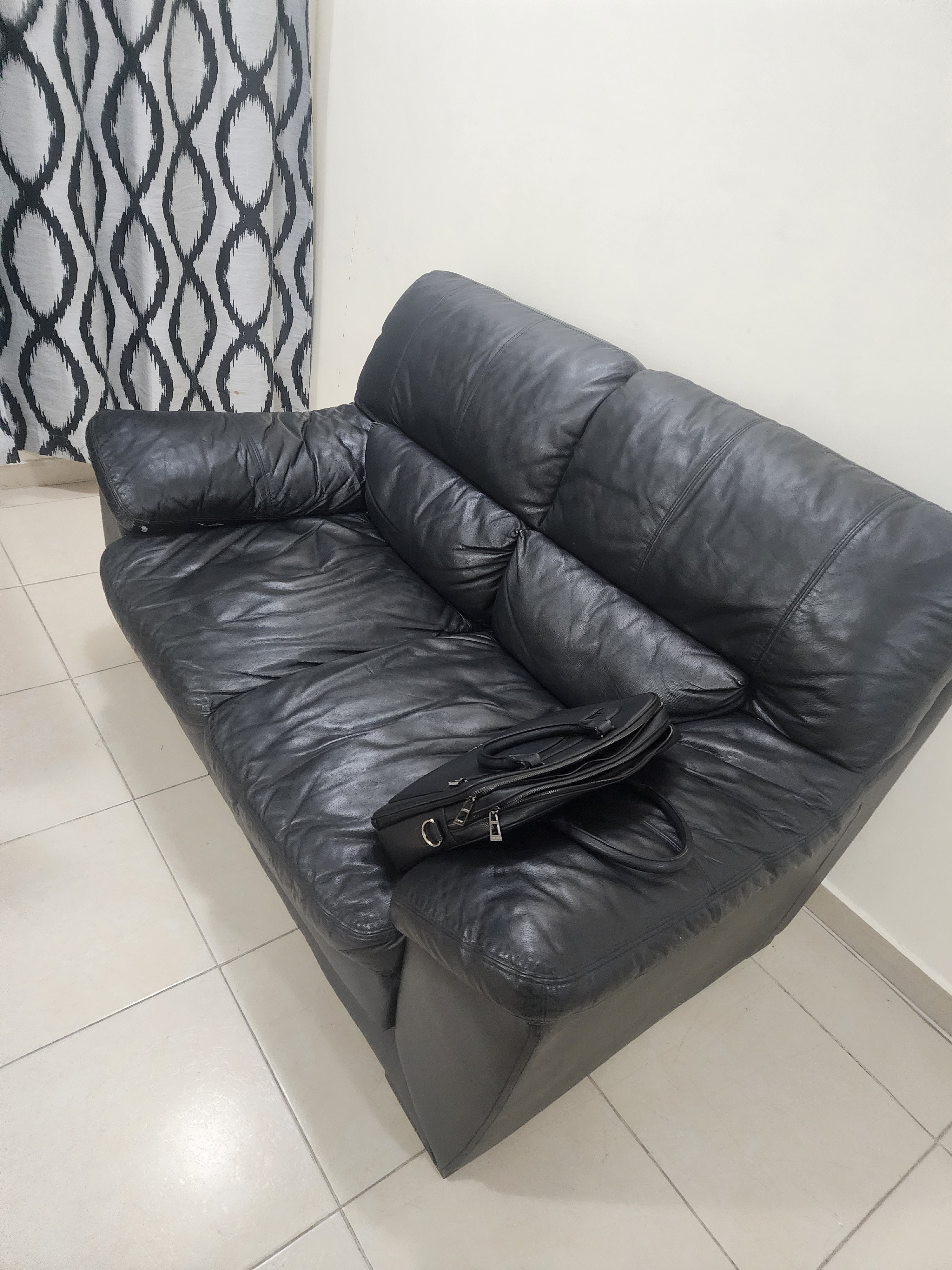 Free dining table with 4 chair and 3+2 leather sofa slightly damaged. Should take all together - Image 2