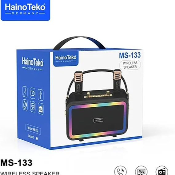 Haino Teko Germany MS133 Portable Bluetooth Wireless Speaker with 2 Wireless Mic - Image 2