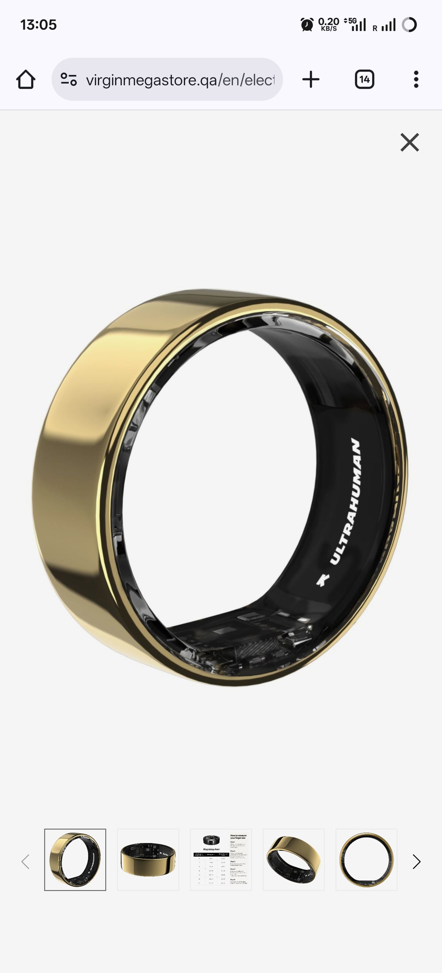 Ultrahuman Ring Air, Bionic Gold, Size 8 - Image 1