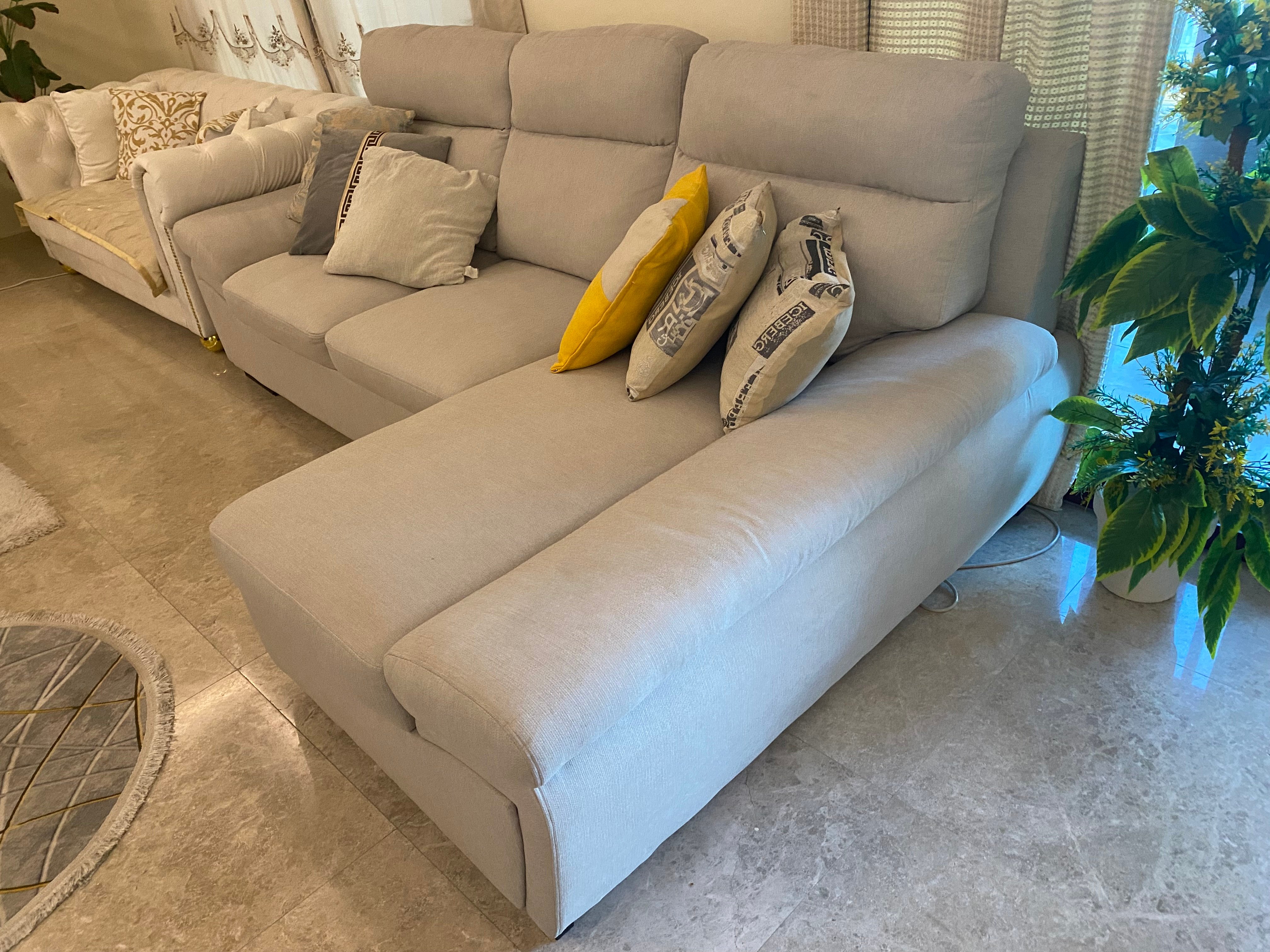 4 Seater Grey L-Shaped Sofa FOR SALE - Image 4