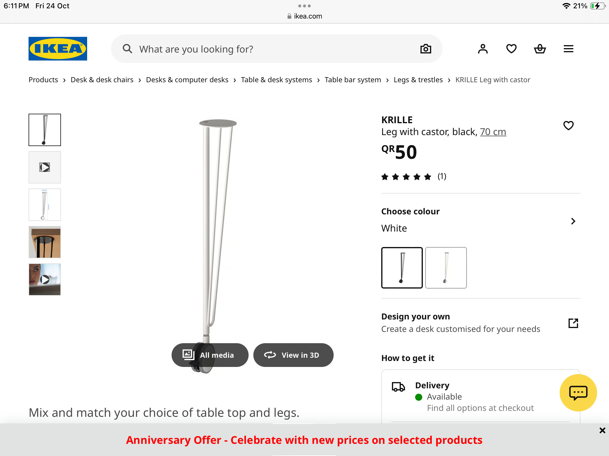 Ikea table legs 2 pics  - Image 2